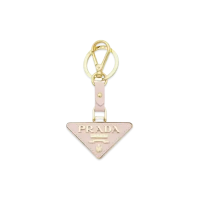 PRADA Saffiano Leather and Metal Keychain "Pink"