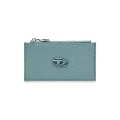 Diesel Hissu Evo Card Holder Iii Flat Card Holder In Grainy Leather "Light Blue"