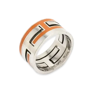 Hermes Move H Ring "Silver/Orange"