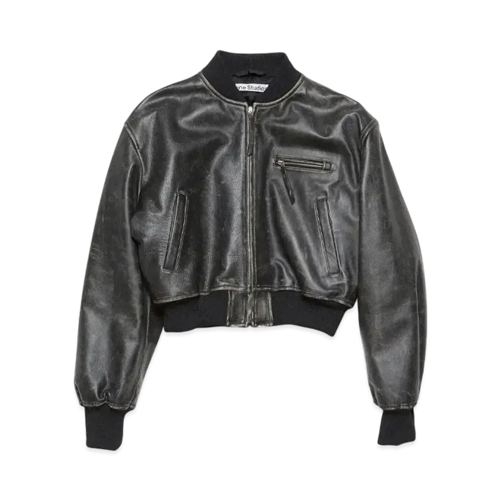 Acne Studios Leather Bomber Jacket "Black"