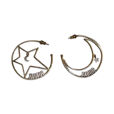 Dior J'Adior Hoop Earring Star Moon "Gold"