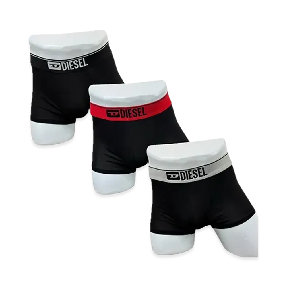 Diesel Three Pack Boxers "All Black Single Color"