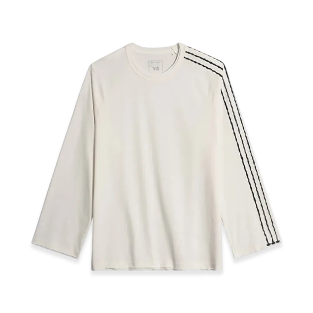 Y-3 Raw Edge 3 Stripes Long Sleeve Tee "Chalk White"