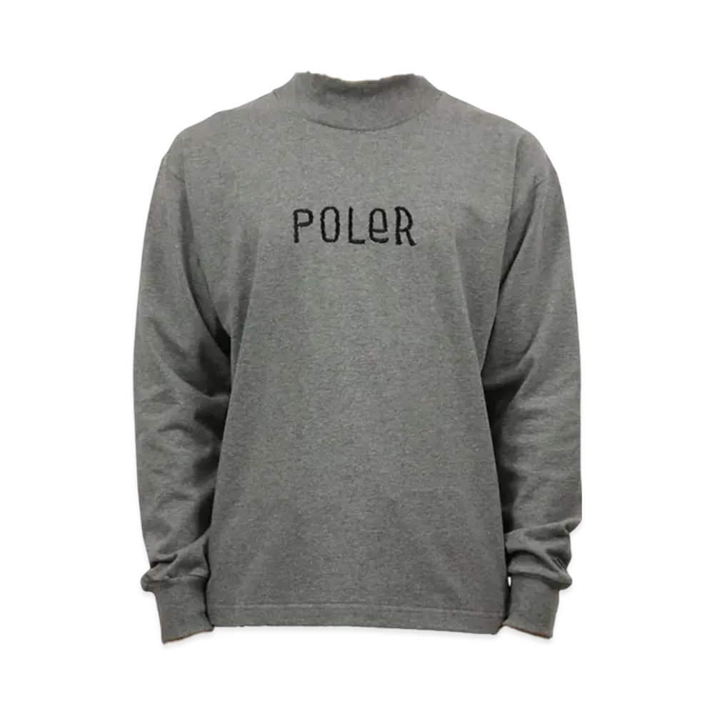 POLeR 90's Furryfont Emb Mock Neck "Grey"