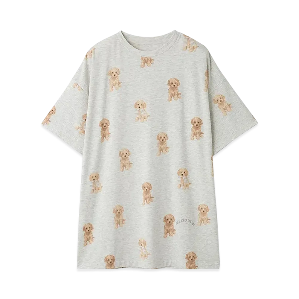 GELATO PIQUE Toy Poodle Pattern Big T-Shirt "Gray"