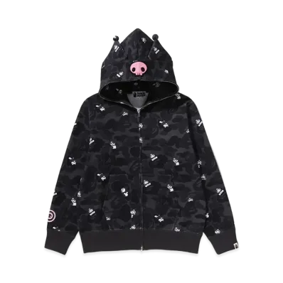 A BATHING APE x Kuromi Kids Camo Full Zip Hoodie "Black"