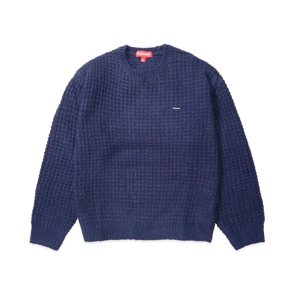Supreme Small Box Waffle Sweater "Navy"