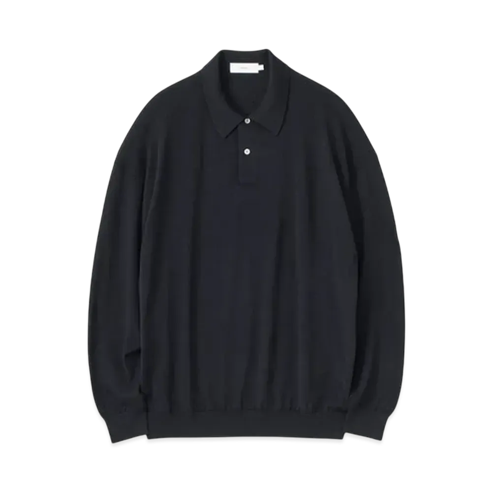Graphpaper High Gauge Knit Oversized L/S Polo "Black"
