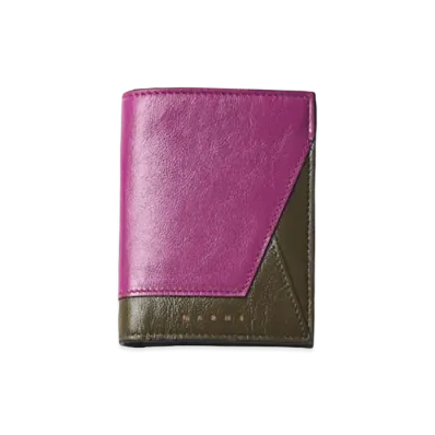 Marni Pink & Green Tanble Leather Bi-Fold Wallet "Orchid/Moss Stone"