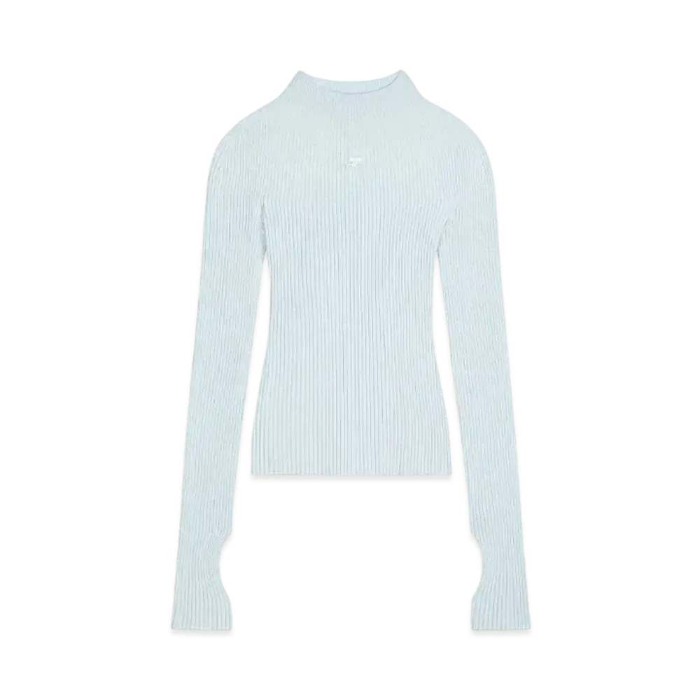 Courreges Solar Light Rib Mockneck Sweater "Iceberg"