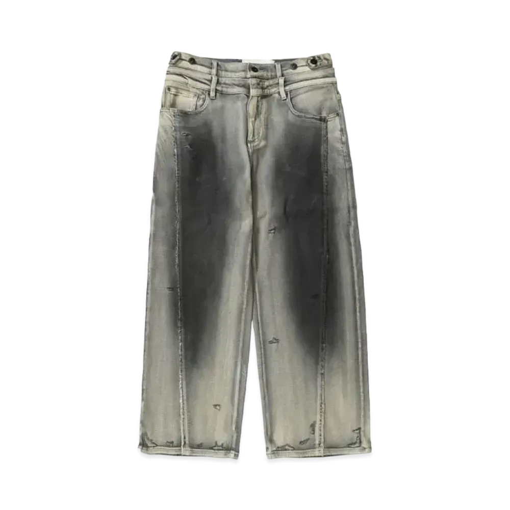 Feng Chen Wang DECONSTRUCTION WASHED JEANS "BLACK"