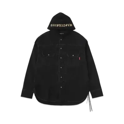 mastermind JAPAN Light Oz Hooded Denim Shirts "Black"