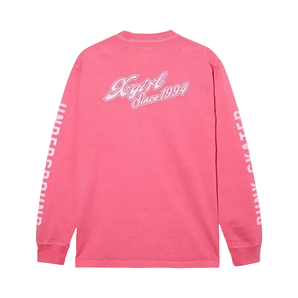 X-Girl Face & Cursive Logo L/S Tee "Pink"