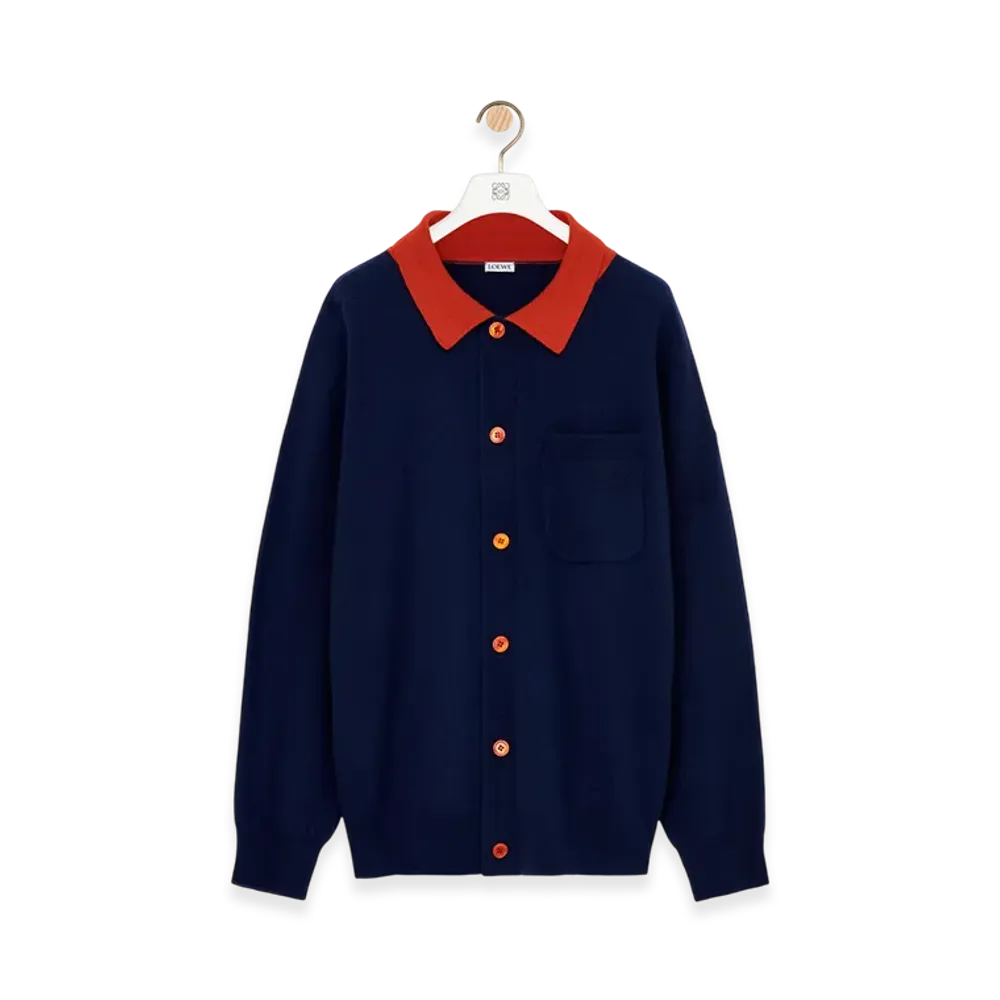 LOEWE Polo Cardigan "Navy Blue/Orange"