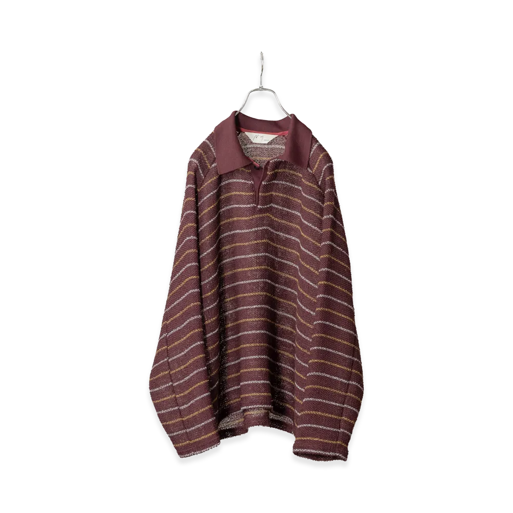 ANCELLM Cut Border Skipper Shirt "Burgundy"