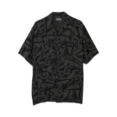 HYSTERIC GLAMOUR Guitar Girl Scratch Pattern Open Collar Shirt "Gray"