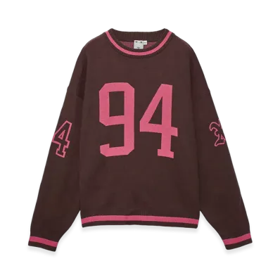 X-Girl Numbering Jacquard Knit Top "Brown"