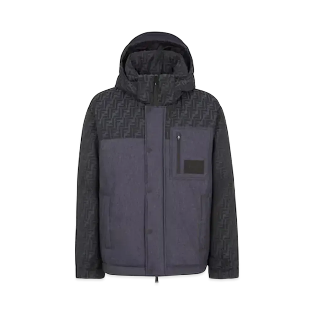 FENDI Men's Ski Jacket FF Jacquard "Blue"