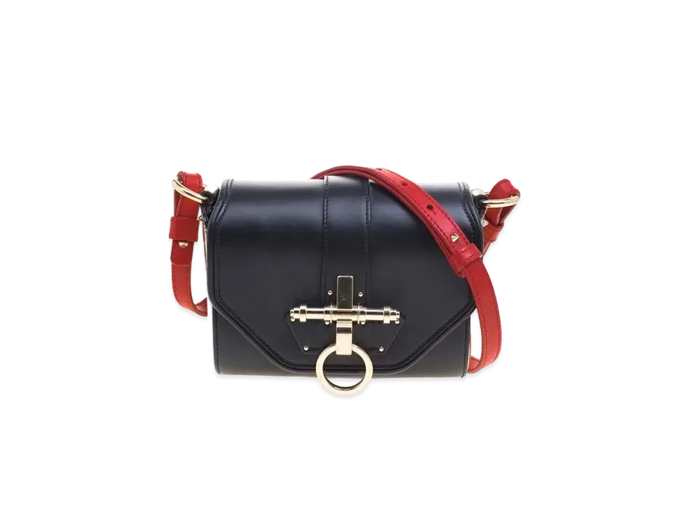 GIVENCHY Obsedia Leather Shoulder Bag "Black/Red"