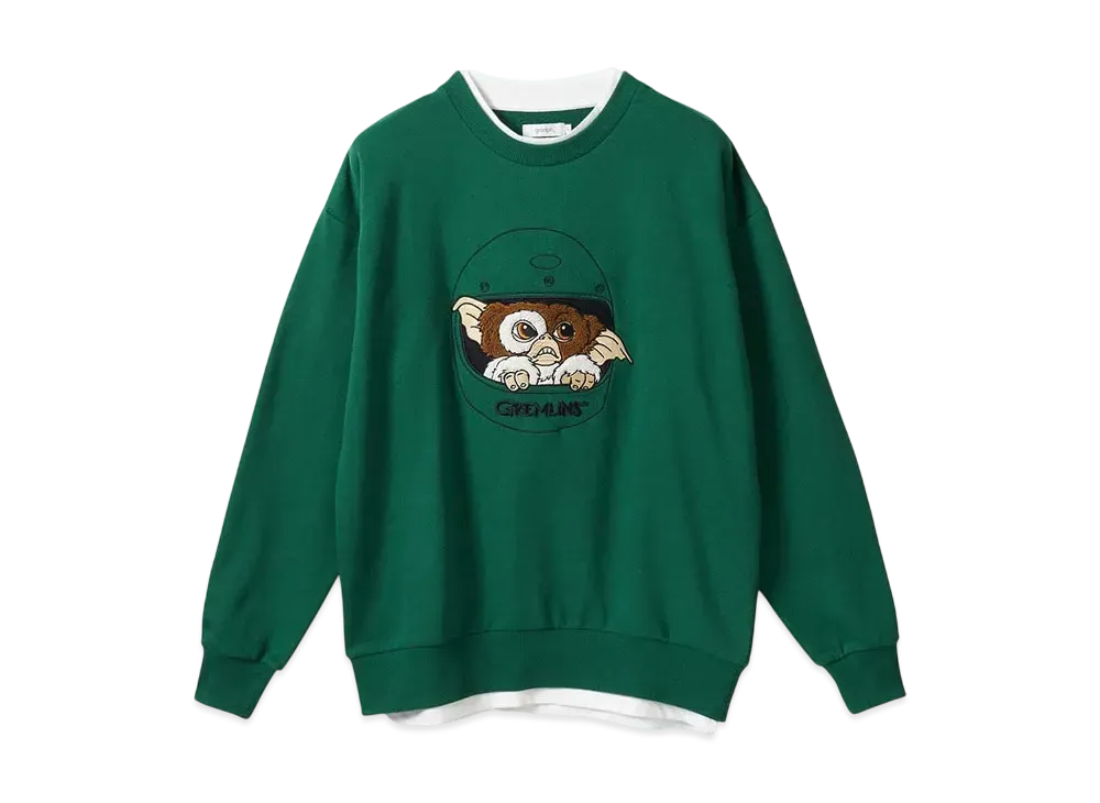 graniph x Gremlins Gizmo Helmet Fleece Layered Big Sweat "Deep Sea Green"