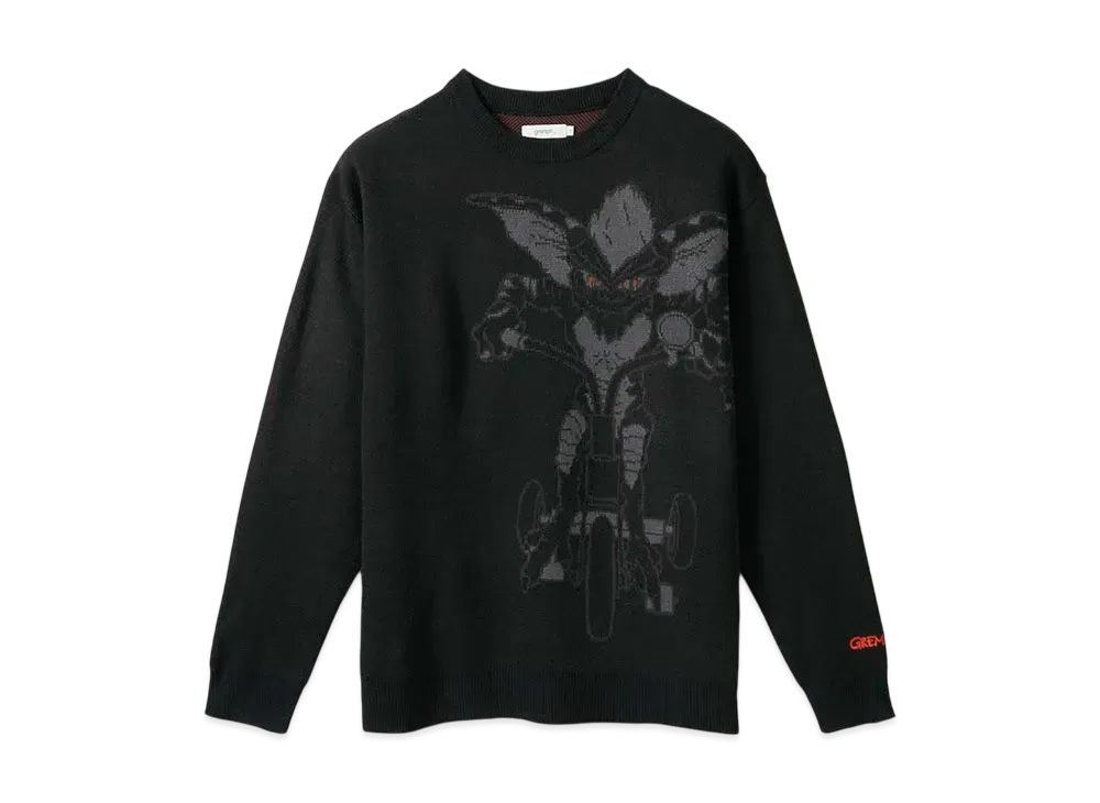 graniph x Gremlins Striped Tricycle Washable Jacquard Knit "Black"