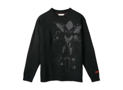 graniph x Gremlins Striped Tricycle Washable Jacquard Knit "Black"