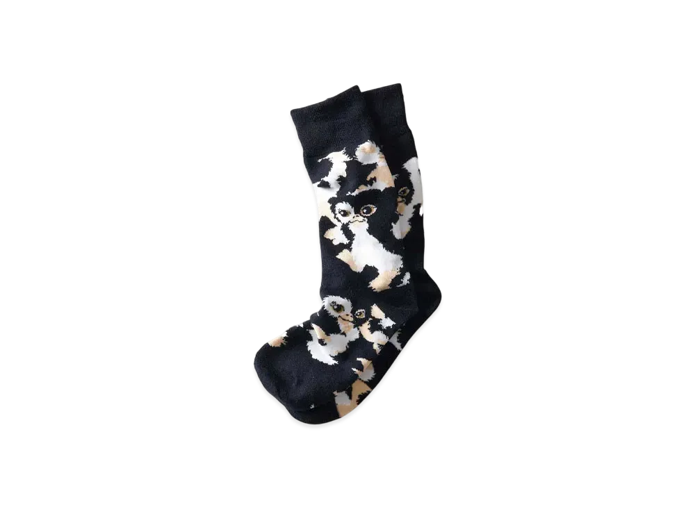 graniph x Gremlins Gizmo Honey Pattern Wool Long Socks "Black"