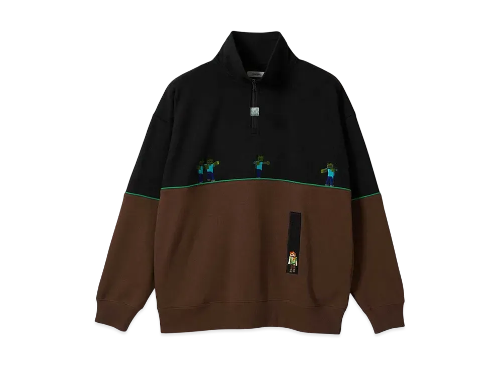 graniph x Minecraft Survive The Night Fleece Half Zip Sweat "Black"