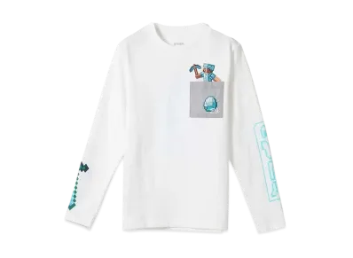 graniph x Minecraft Diamond Gear Kids Long Sleeve T-Shirt "White"
