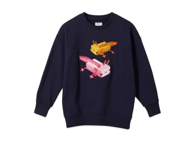 graniph x Minecraft Axolotl Kids Fleece Big Silhouette Sweat "Navy"