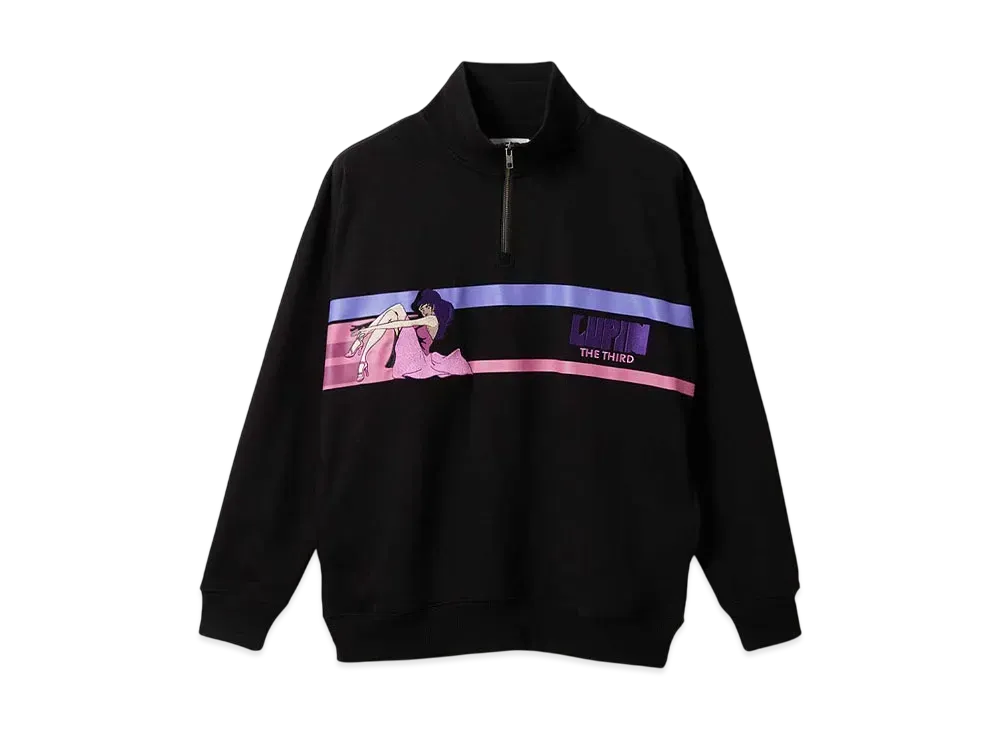 graniph x Lupin III Fujiko Mine Fleece Half Zip Sweat "Black"