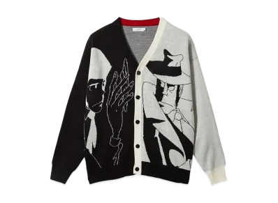 graniph x Lupin III The Elusive Thief Washable Jacquard Cardigan "Black"