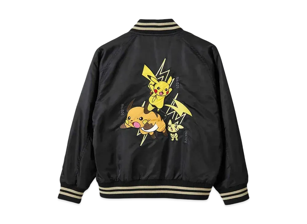 graniph x Pokemon Pikachu & Raichu & Pichu Bomber Jacket "Black"