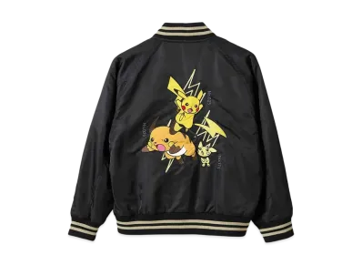 graniph x Pokemon Pikachu & Raichu & Pichu Bomber Jacket "Black"