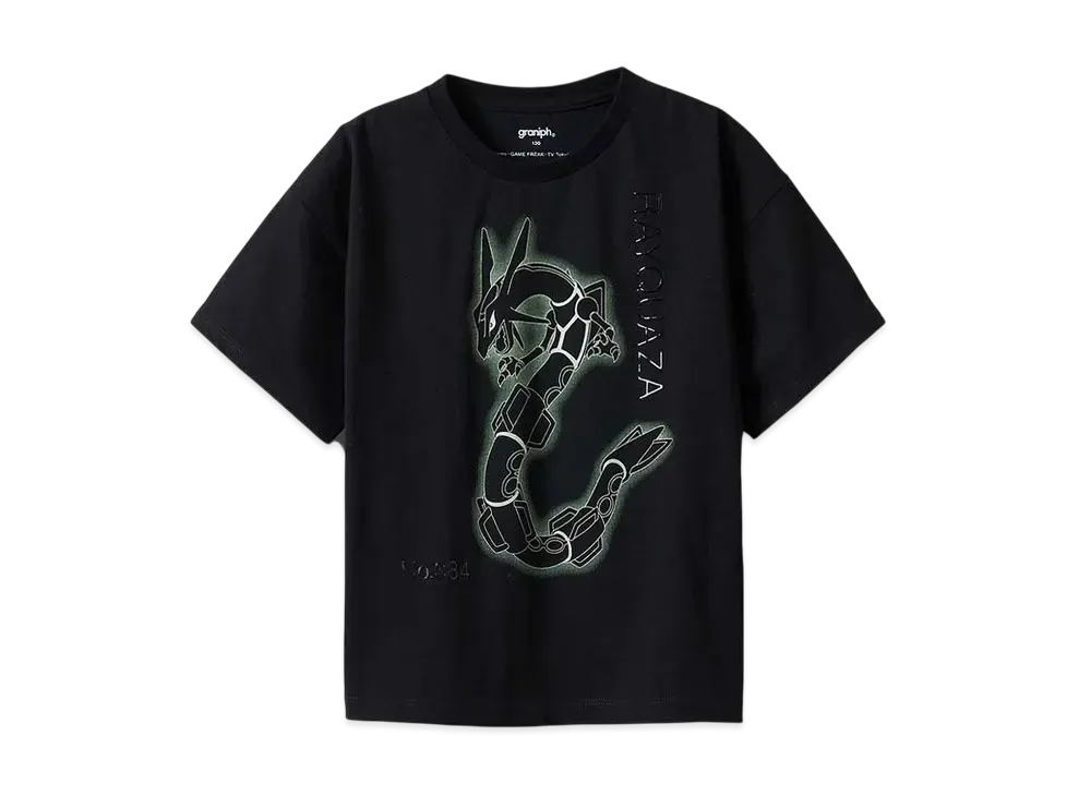 graniph x Pokemon Rayquaza Kids Big T-Shirt "Black"