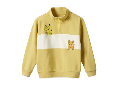 graniph x Pokemon Pikachu & Pamo Kids Fleece Half Zip Sweatshirt "Yellow"