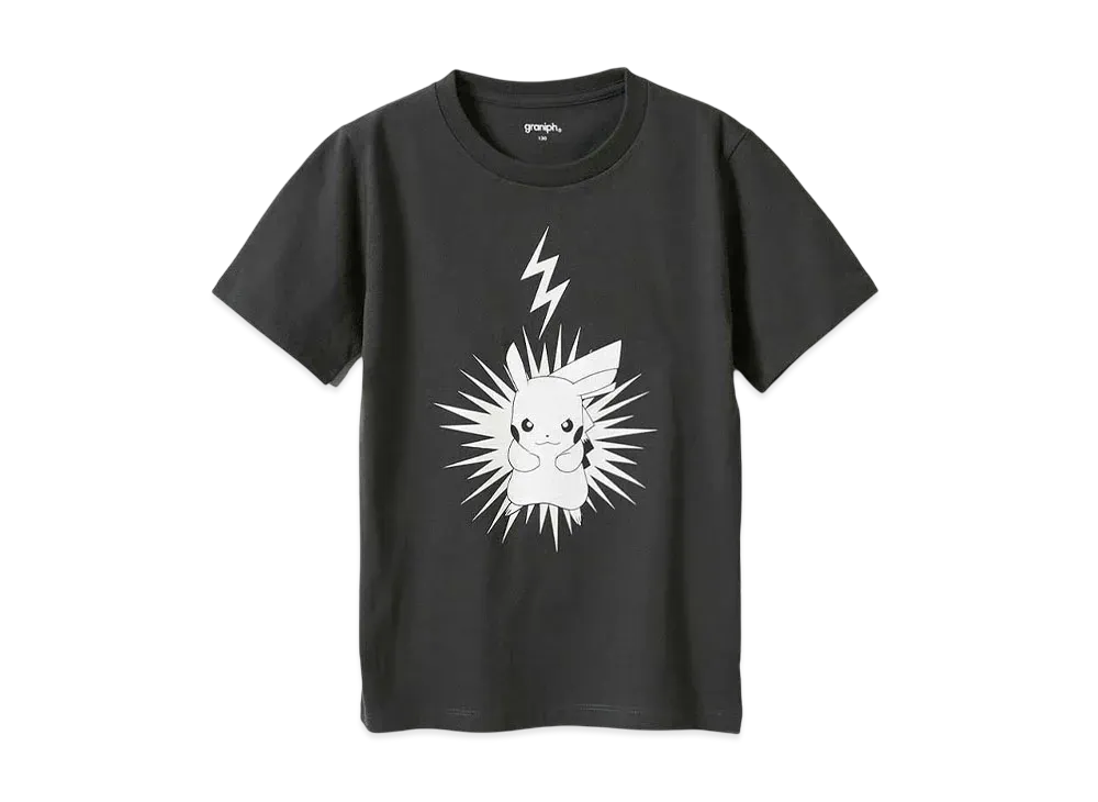 graniph x Pokemon Pikachu Lightning Kids T-Shirt "Sumikuro"