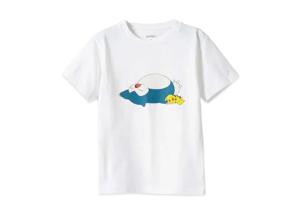 graniph x Pokemon Pikachu & Snorlax Kids T-Shirt "White"