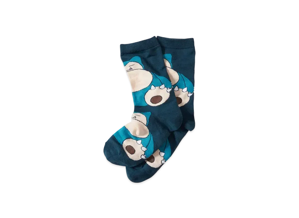 graniph x Pokemon Snorlax Pattern Middle Socks "Dark Green"