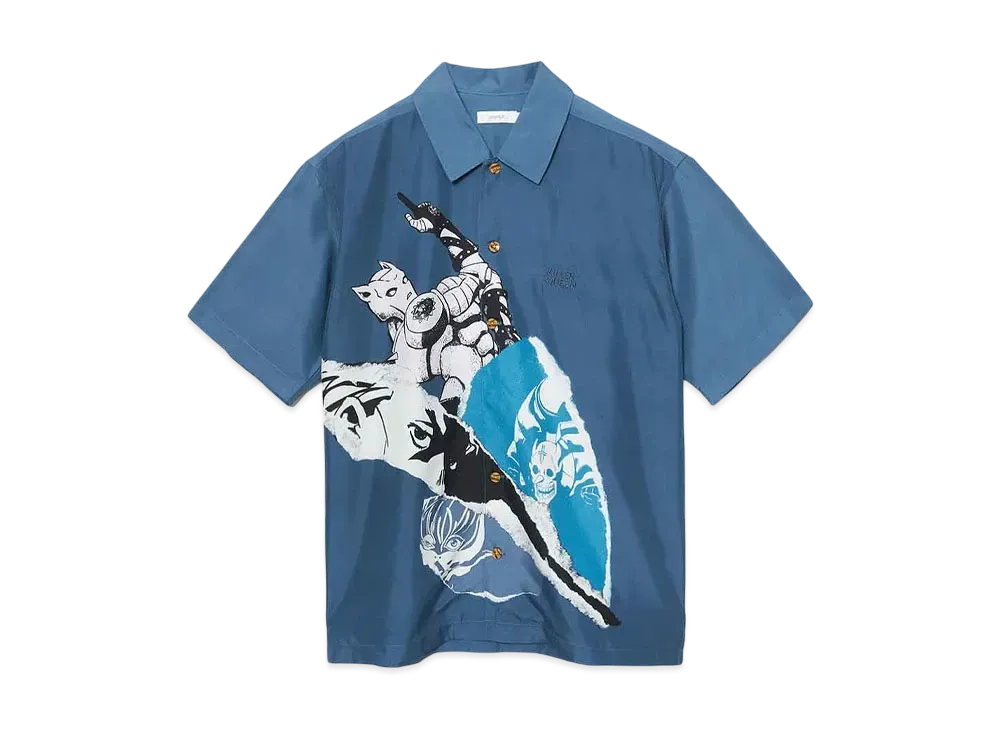 graniph x JOJO'S BIZARRE ADVENTURE Kira Yoshikage Big Silhouette Short Sleeve Shirt "Blue"