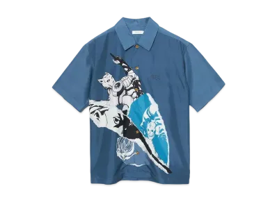 graniph x JOJO'S BIZARRE ADVENTURE Kira Yoshikage Big Silhouette Short Sleeve Shirt "Blue"