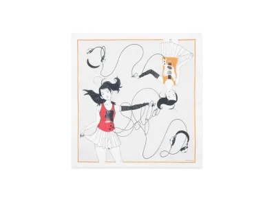 graniph x Yusuke Nakamura Guitar Girl Cotton Handkerchief "Gray"