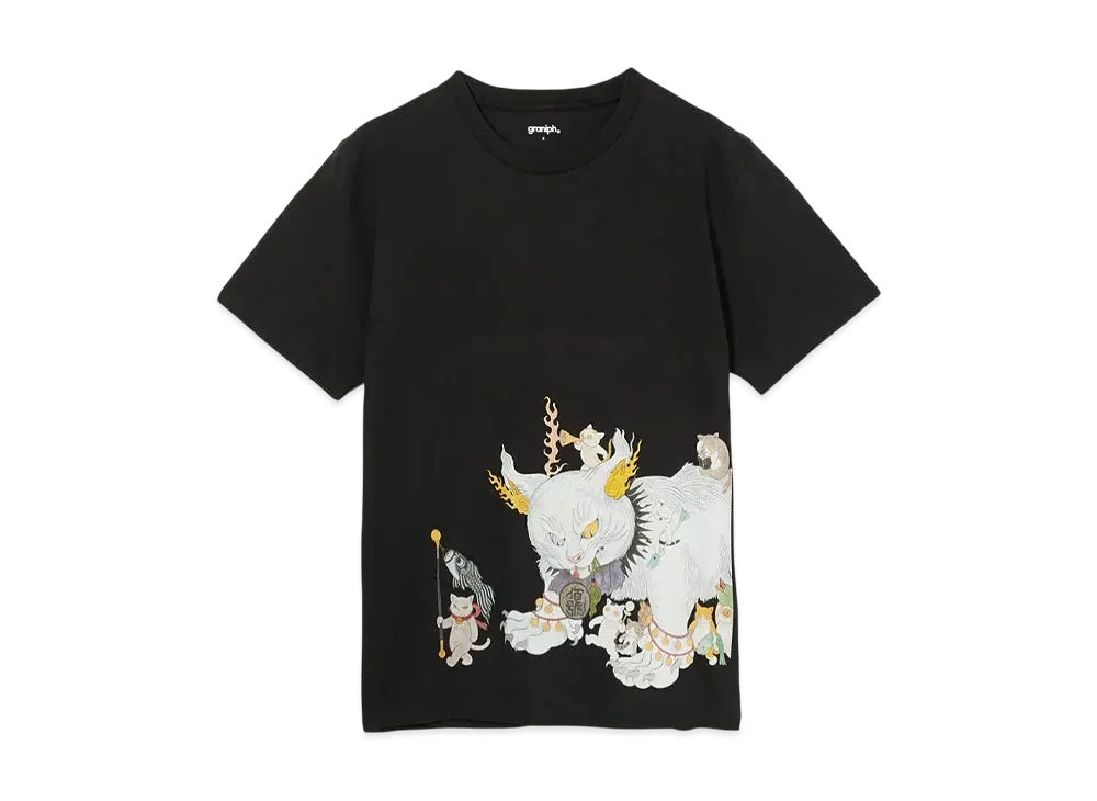 graniph x Ayako Ishiguro Kishimo Neko Hyakugo T-Shirt "Black"