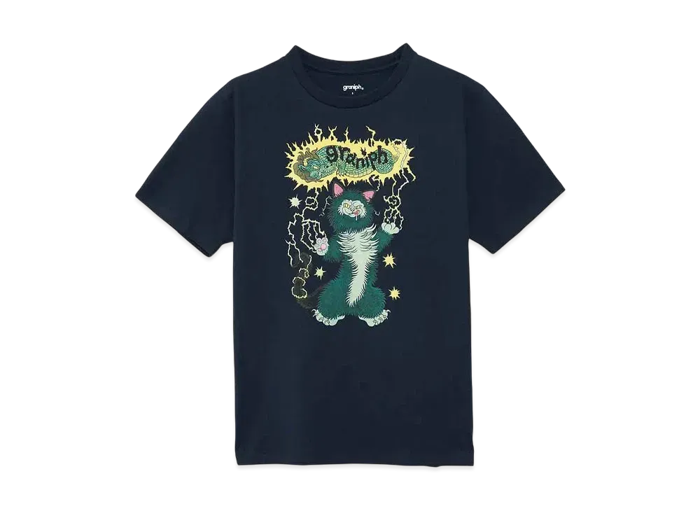 graniph x Ayako Ishiguro Thunder Dragon Cat T-Shirt "Navy"