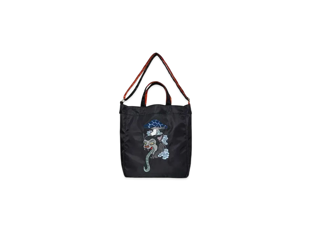 graniph x Ayako Ishiguro Cat Tongue Mushroom Nylon 2-Way Tote Bag "Black"