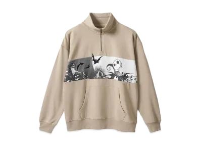 graniph x THE NIGHTMARE BEFORE CHRISTMAS Pumpkin King Fleece Half-Zip Sweat "Beige"