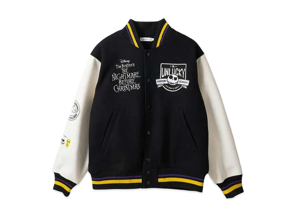 graniph x THE NIGHTMARE BEFORE CHRISTMAS Mr. Unlucky Stadium Jumper "Black"