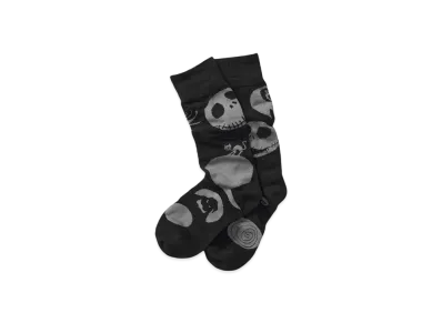 graniph x THE NIGHTMARE BEFORE CHRISTMAS Jack Skellington Pattern Long Socks "Black"
