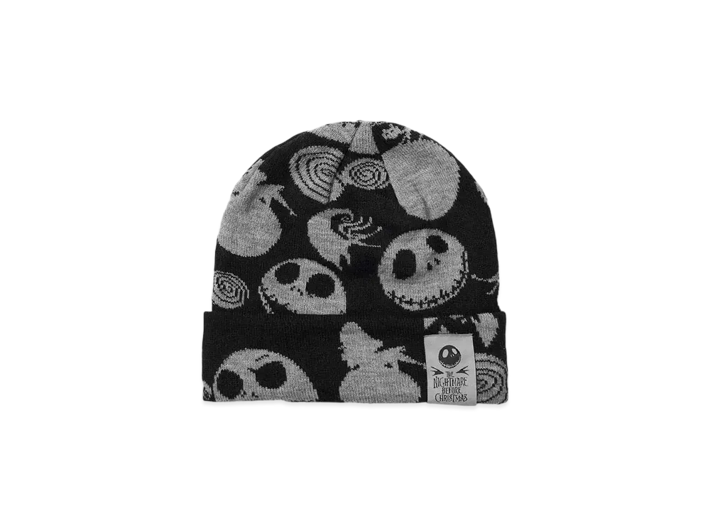 graniph x THE NIGHTMARE BEFORE CHRISTMAS Jack Skellington Pattern Jacquard Knit Cap "Black"
