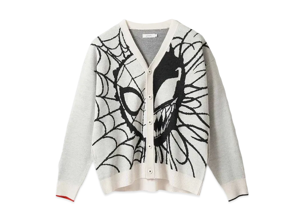 graniph x Spider Man Faith Washable Jacquard Cardigan "Ivory"